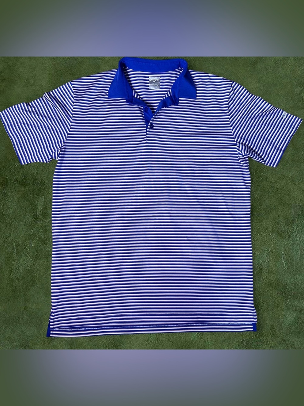 Callaway Shirt Men's Large Blue Golf Polo Striped Short Sleeve Opti Dri